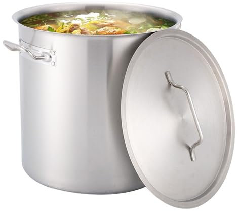 Olla Multiusos de Acero Inoxidable con Tapa de Acero, Grande y Resistente, para Sopa, guisos y mariscos, 50 l