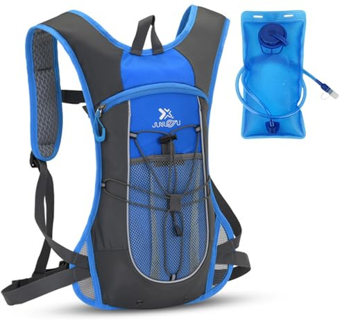 Krtopo Mochila de hidratación para correr con bolsa de agua de 2 L, chaleco ligero y transpirable para hombres y mujeres, chaleco reflectante ajustable con soporte para teléfono para senderismo