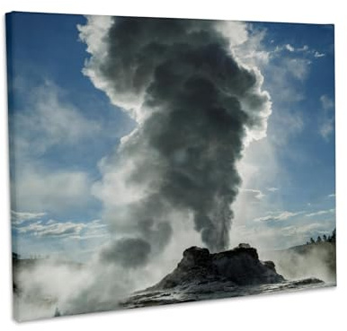 3dRose Castle Geyser erupting, Upper Geyser Basin, Yellowstone NP, Wyoming. Museum Grade Canvas Wrap 10x8