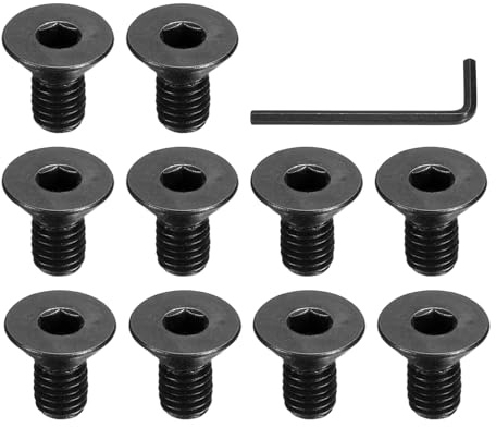 PATIKIL #10-32 x 3/8 Inch Flat Head Socket Cap Screws, 10 Pcs Flat Countersunk Bolts Hex Socket Drive Machine Screws Full Thread Coarse Thread UNC with Hex Spanner Black Oxide Grade 10.9