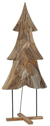 vidaXL Árbol de Navidad Marrón 181,5 cm Madera de Teca Maciza, Árbol rústico de Madera para Fiestas, decoración navideña Elegante, Adorno de Teca, Estilo para tu hogar