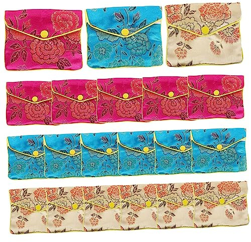 Uonlytech 20 pezzi Sacchetti Porta Gioielli Ricamati Stile Cinese Vintage Bustine Porta Monete per Ragazze per Bomboniere Confezioni Regalo e Conservazione Accessori per Colore Casuale