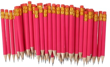 GARVALON 72 Mini Lápices Hb con Goma de Borrar Lápices Cortos de Madera Rosa Fucsia para Escuela Dibujo y Juegos Set de 72 Unidades para Uso Escolar y Artístico