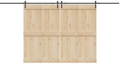 Schiebetürbeschlag-Set 427 cm Schienen-System für Scheunentore aus pulverbeschichtetem Stahl, Schwarz, Gleitsystem für Schiebetüren