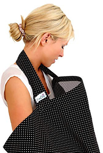 BebeChic - Oeko-Tex Certified Cotton Breastfeeding Covers, Boned Nursing Tops – Black/White Dot