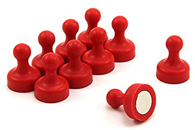 Magnete Skittle Rosso Ad Alta Potenza Per Frigorifero, Ufficio, Lavagna, Tabellone, Archiviazione - 19mm Dia x 25mm Di Altezza - Pacchetto Di 10