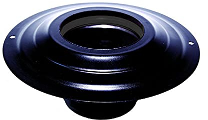 Rosone con tronchetto, DN 80 mm d. esterno 230 mm. in acciaio inox verniciato nero per stufa a pellet o legna tubo nero ce Made in Italy