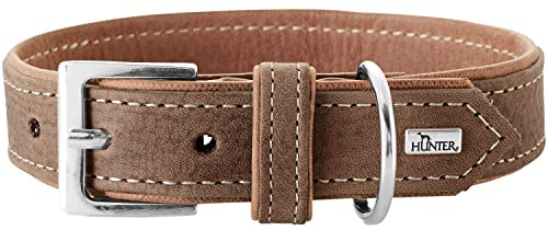 HUNTER Hundehalsband PORTO, Farbe: tabak/cognac, pflanzlich gegerbtes Olivenleder®, besonders weich & griffig, fellschonend & robust, in Handarbeit gefertigt, Größe: 60