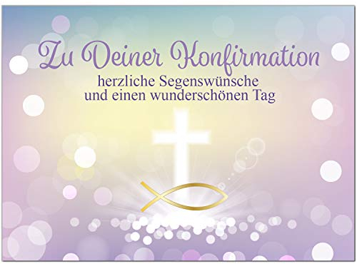 Einladungskarten Manufaktur Hamburg Glückwunschkarte Konfirmation mit Umschlag/Moderner Verlauf mit Fisch gold/Konfirmationskarten/Karte für Glückwünsche/Feier