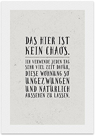TypeStoff Kunstdruck, Poster mit Spruch – DAS HIER IST KEIN CHAOS - Typografie-Bild auf hochwertigem Karton - Plakat, Druck, Print, Wandbild - KD-00179-M