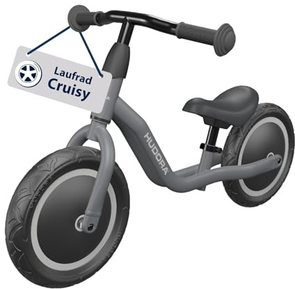 HUDORA Laufrad Cruisy 10 Zoll - Hochwertiges Lernrad ab 15 Monaten - Leichtes Lauflernrad mit Verstellbarer Sattelhöhe - Rutschfahrzeug für Kinder von 78-100 cm - Robustes Kinderfahrzeug - Shadow