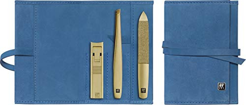 ZWILLING TWINOX Gold Edition Maniküre Pediküre Set 3-teilig, Reiseset Nagelpflege, Blau