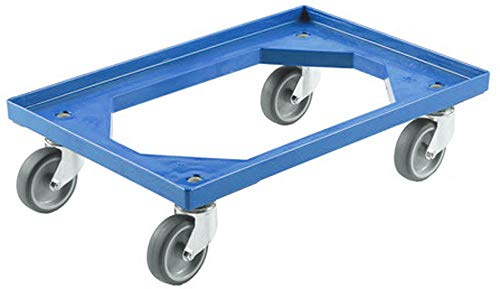 Palatis Transportroller für Behälter, 60x40cm, Kunststoff, Blau, Klappbar, Caster, 20kg, 4 Rollen