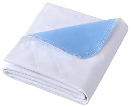 Aimtton Protector de colchón para incontinencia, lavable, 70 x 90 cm, absorbente, impermeable, lavable, azul y blanco