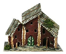 Aurora Store Casetta Casolari FORMA CASTELLO Presepe 26x11,5 x h. 17 Centimetri grande Colorate Miniatura 6 soggetti presepio Napoletano Villaggio Scenario Ville Decorazione Natalizie GRANDE