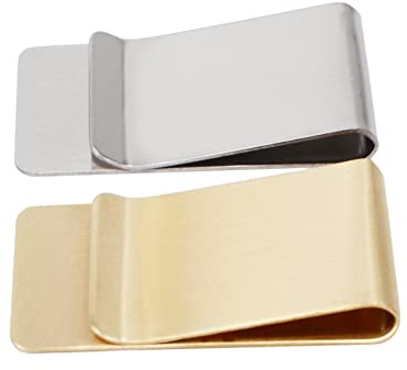 TUOKI Minimalistische Geldklammer zur Aufbewahrung von Bargeld, Silber, Gold, 2-teiliges Set, Silber + Gold, 1.02 Inch, Minimalistisch