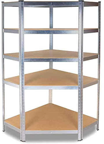 ADGO Scaffalatura in Metallo 180x90x40cm, Scaffale Angolare, Scaffale per Cantine, Officine, Sistemi di Scaffali, in Acciaio, Scaffale per Carichi Pesanti 875 kg, 5 Ripiani Regolabili (GC9040)