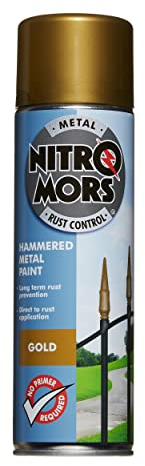 Nitromors Anti-Rust Hammered Finish Metal Spray Paint, No Primer Required, Gold, 500 ml