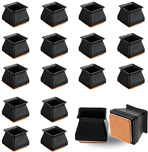 HONGECB Tappi per gambe in silicone quadrati, proteggono da graffi e rumori, confezione 16-22-35 mm, colore nero