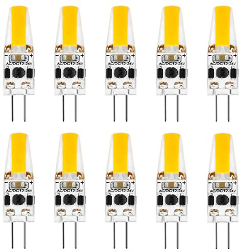 JETENCN G4 Led Bulb Dimmable 3W Daylight Lighting, AC/DC 12V-24V 1505 COB Light Bulbs Equivalent to 30W G4 Base Halogen Bulb,G4 Bulb for Under Cabinet Light, Ceiling Lights (10 Pack), Cool White