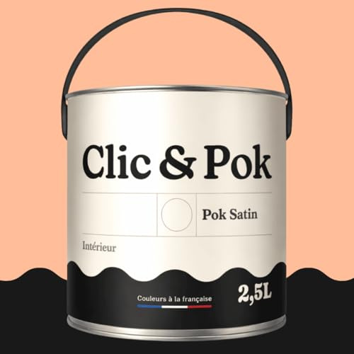 POK SATIN Peinture Mur Plafond – Intérieure Satinée, Lessivable, Multisupport - Saumon clair 25m² - 2,5L
