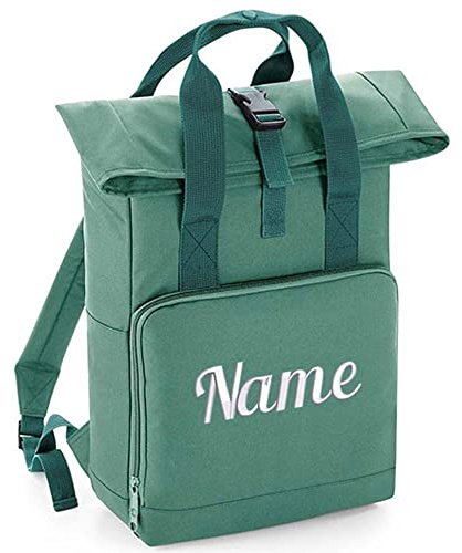 Elefantasie Rucksack mit Name bestickt Rolltop für Kinder und Erwachsene verstellbare Schultergurte 100% Recycled Polyester