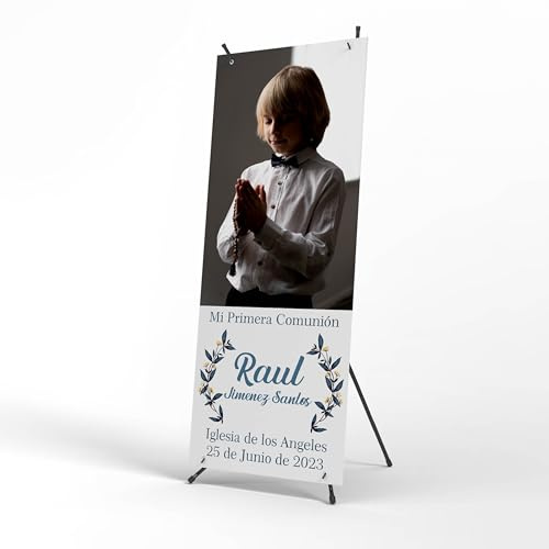 Cartel Personalizado Comunion - Photocall comunion con Foto para Decoracion | Print Stamp Love, Decoracion comunion, Lona personalizada PVC Resistente con Estructura, Montaje fácil (70x180cm) MODELO 1