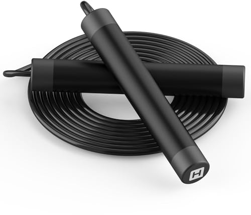 Jump Rope, HANDIO jump ropes 1/2 lb Weighted Jump Rope for Boxing, Cardio, Crossfit Workout, 8~10ft Range Adjustable Length Steel Ropes with Ball Bearings and Metal Handles, Jumpropes Suitable for Men