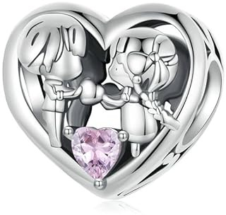 Ciondolo Charm in argento sterling 925 per bracciale Pandora-Cuore Regalo per gioielli con perline per ragazzo e ragazza