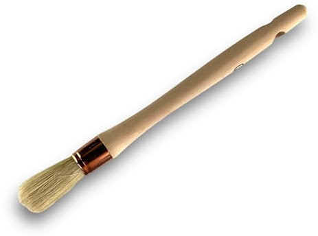 Lot de 10 pinceaux de Pouce | Brosse Ronde en Soie Blanche | Ø 18 mm | Idéal Peinture rénovation Volets moulures plinthes Angles persiennes | Manche Bois Brut | Kibros 370D18_0x10