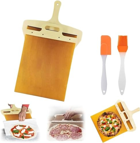 Pala per pizza scorrevole, la buccia per pizza che trasferisce la pizza perfetta, paletta per pizza con manico, spatola per pizza per forni interni ed esterni (colore: marrone, dimensioni: L)