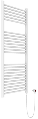 Kiamami Valentina Termoarredo Elettrico Verticale per Bagno 50x120 Acciaio Bianco