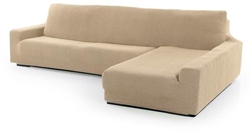 FAVERTI® Housse de canapé d'angle Super élastique avec accoudoir Long Droit (Vue de Face) | Modèle NOVELE | Protecteur de qualité en Tissu Jacquard Toucher Coton
