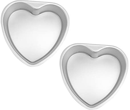 BRIGHTFUFU Heart Cake Pan and Mini Cheesecake Pans Set, 6-inch Fixed Bottom Cake Molds for Baking, Non-Stick Steel Heart-Shaped Rings for Kitchen Dessert Decorating, 2pcs