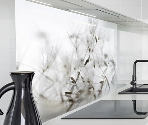timalo Spritzschutz Wand für Herd, Küche Küchenrückwand Glasoptik | Acryl Glas 2mm | Glasrückwand Acrylglas Wandpaneele Rückwandschutz Platte | 60x60cm Löwenzahn