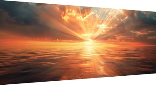 Sonnenuntergang Diamond Art Painting Landschaft Diamond Painting Bilder Erwachsene Basteln Runde Steine Strass Stickerei Kreuzstich Kunst Handwerk Diamant Malerei Set für Haus Wanddekoration 75x30cm