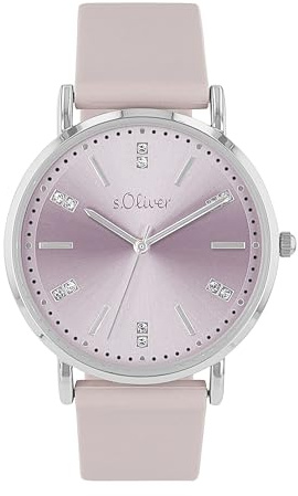 s.Oliver Armbanduhr Damen Quarzuhr Analog, mit Silikon Armband, Silber, 3 bar Wasserdicht, Kommt in Uhren Geschenk Box
