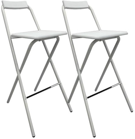 Sgabello da Bar Pieghevole con Schienale, Sgabello Pieghevole Alto, Sedia Portatile Pieghevole Sedie Richiudibili per Cucina per Adulti, Giardino (Color : White B, Size : 75cm30in 2pcs)