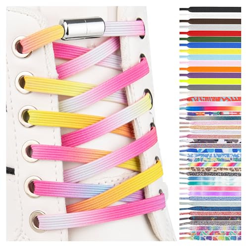 SULPO Lacci piatti senza legatura - Lacci a sgancio rapido colorato - Lacci elastici per scarpe - Gomma - Lacci - Lacci per bambini e adulti