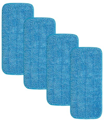 Dinghaole 4 Lingettes Reutilisable, Mop Remplacement des Tampons, Tampons Vadrouille en Microfibre, Mop pour Le Nettoyage et des Sols Humides ou Secs, Carrelage