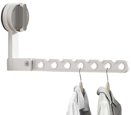 FmtwPhn Stendibiancheria da parete, stendibiancheria allungabile | Stendibiancheria allungabile con ventosa | alluminio 15 libbre gruccia pieghevole per camera da letto, bagno, armadi