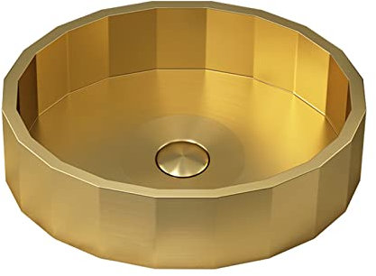 Lavabos de baño - Fregaderos for recipientes de baño, Fregadero for recipientes ovalado dorado mate comercial Fregadero for recipientes de 17,7 × 14,5 pulgadas, Fregaderos de baño hechos a mano de ace