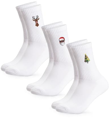 Occulto Damen & Herren Weihnachts Tennissocken 3er Pack (Modell: Claus) Mix1 43-46