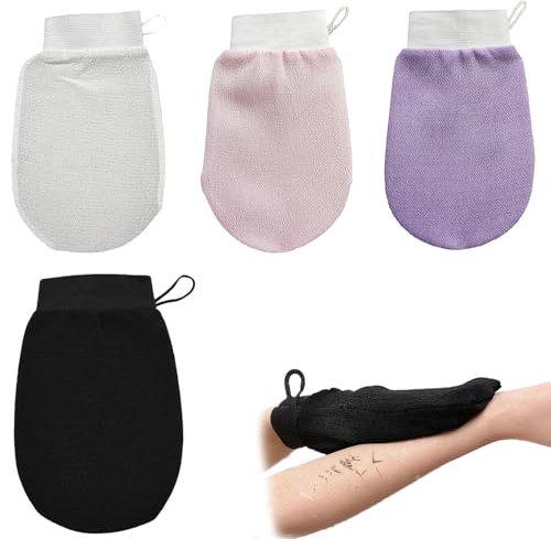 4 PCS Exfoliating Gloves, Body Scrub Glove Bath SPA Exfoliating Mitts, Dual-Sided Deep Clean Exfoliation Scrubbing Mitt