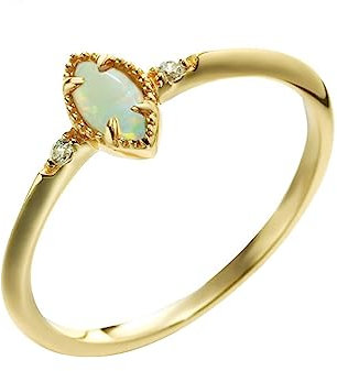 Tolldek Gelbgold 14 Karat Echtes Ring, Klassiker Verlobungsring mit Opal Marquiseschliff, Au 585 Hochzeitsring Trauringe für Damen, Gold, Gr.61