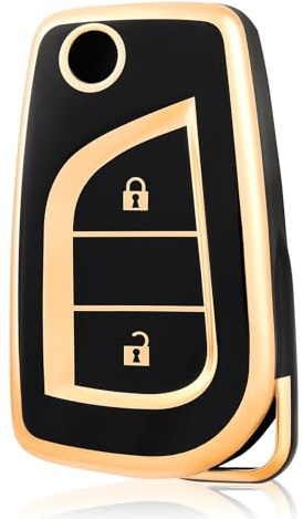 OFF WE GO Autoschlüssel Hülle Schlüssel Hülle Schlüsselhülle Cover für Toyota RAV4 Yaris Aygo Auris Avensis Arten Highlander Fortuner Tundra Hilux Tacoma Schlüsselbox Schlüsselcover Schutz Gehäuse