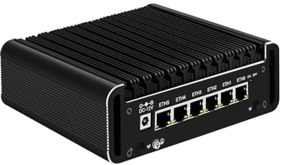 SJRC Fanless Firewall Appliance N150 (up to 3.6Hz), 6 x i226V 2.5Gbe LAN OPNsense Mini PC for Office/Home, Barebone DDR5 Micro Router Computer USB3.2, 4K 2HD+Type-C, No RAM/SSD/OS