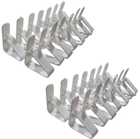 PARENCE - Set med 28 bordsdukklämmor i plast - Robust och mångsidig dukklämma - 4,5 CM, vit - 28 stycken
