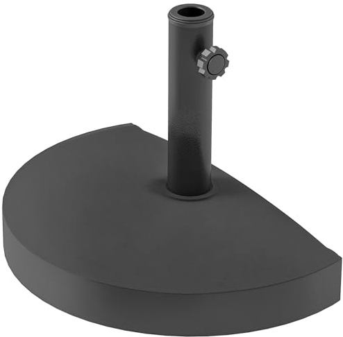 Outsunny Sonnenschirmständer aus Beton Schirmständer Halbrund Schirmhalter, Schirmgewicht, Ständer für Sonnenschirm 32/38/48mm Rohrdurchmesser, für Balkon, Terasse, Garten, Schwarz