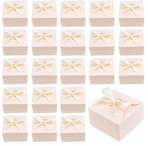 PH PandaHall 30 Stück Valentinstag Rosa Geschenk Boxen Geschenkbox Faltbare Papierbox Kleine Geschenkverpackungsboxen mit Schleife für Valentinstag Weihnachten Vorschlag Hochzeit Geschenke, 9x9x5 cm
